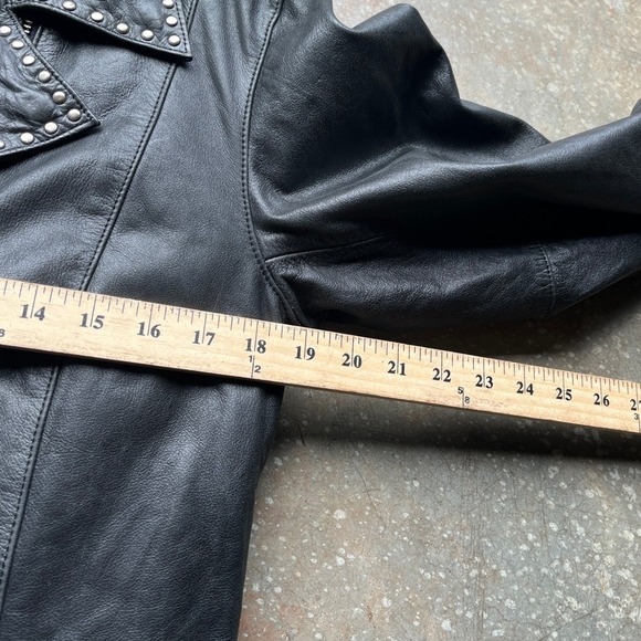 Harley Davidson Womens Black Perfecto Leather Studded Biker Jacket M - Picture 8 of 10